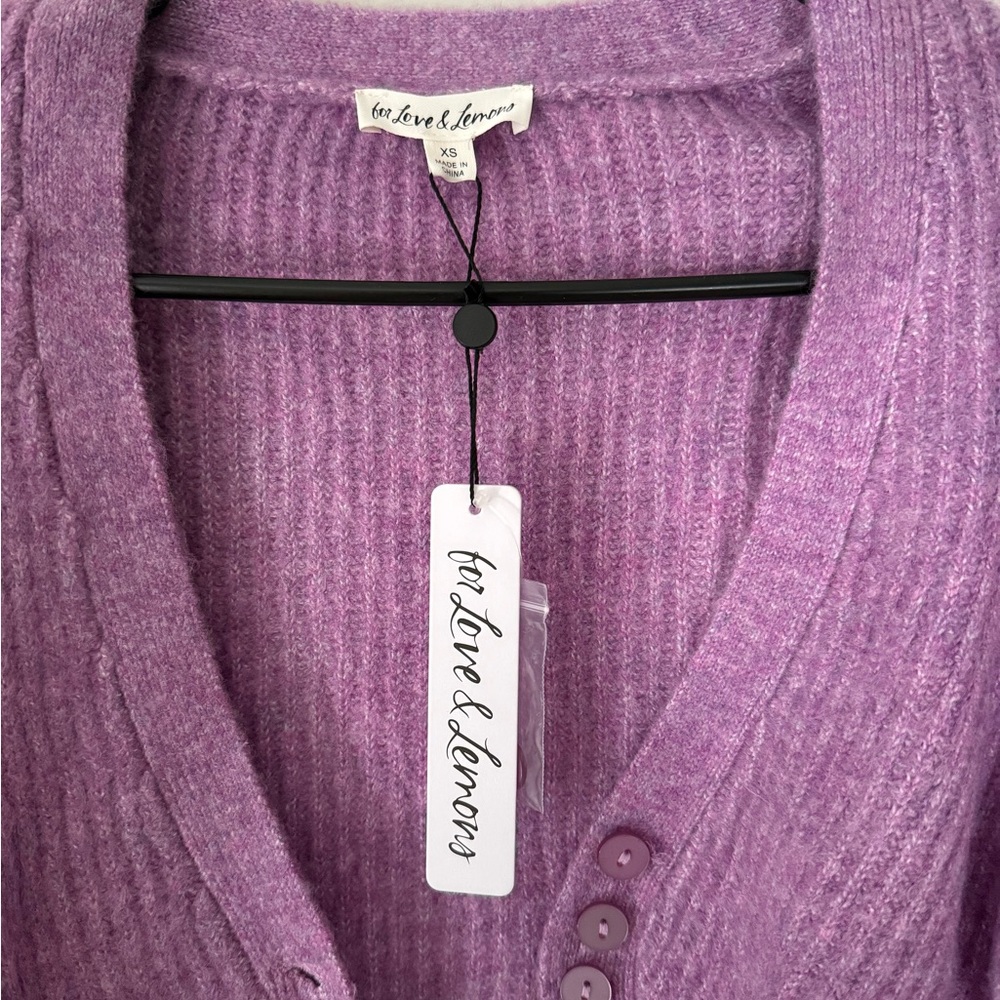 Purple Ribbed Cardigan - Picture 3 of 4